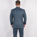 Pure Wool Herringbone Tweed Jacket In Blue - Torre