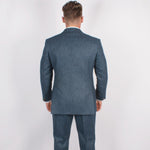 Pure Wool Herringbone Tweed Suit In Blue - Torre