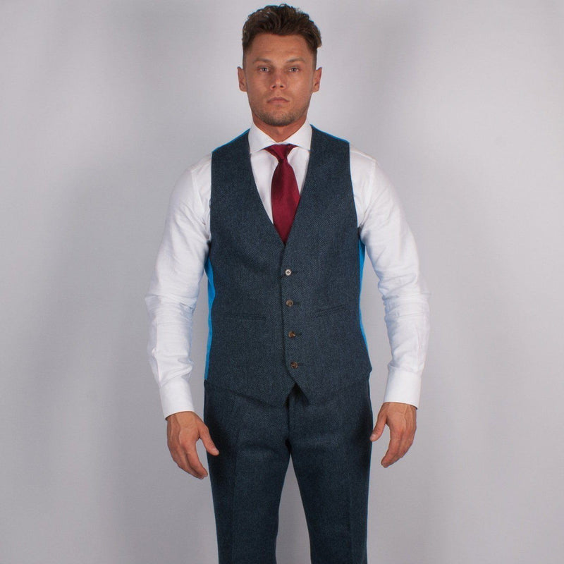 Pure Wool Herringbone Waistcoat - Torre