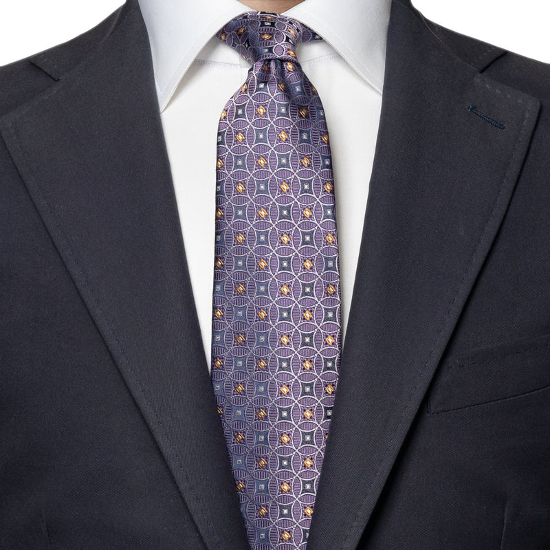 Purple Patterned Silk Tie - Eton Shirts