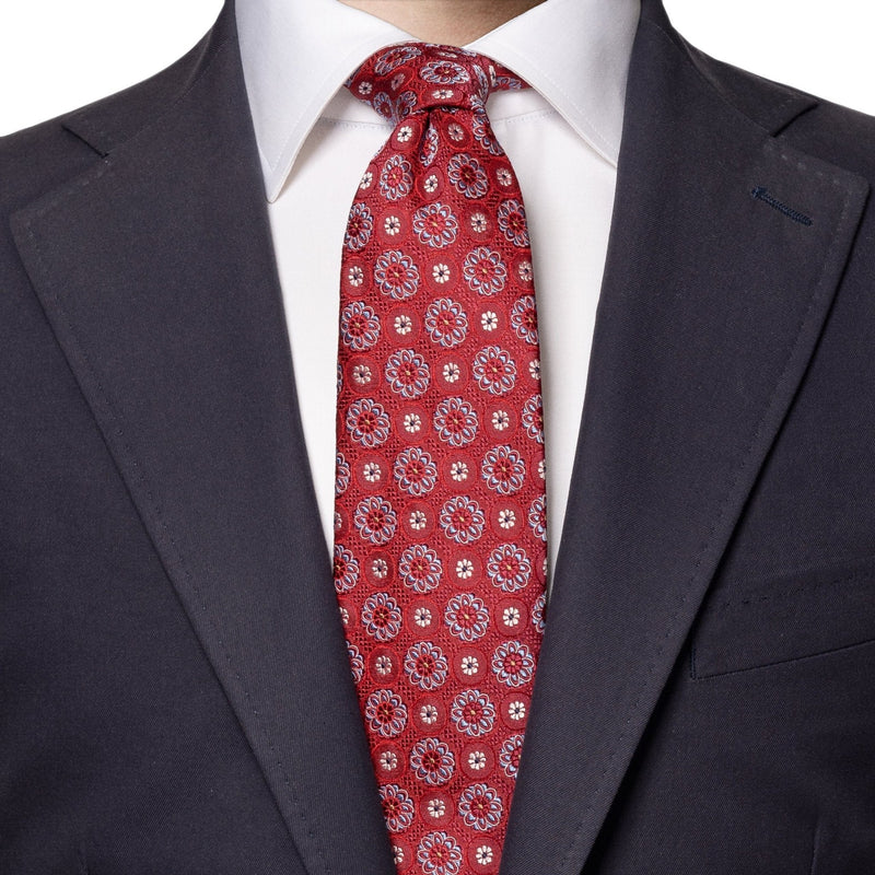 Red Floral Silk Tie - Eton Shirts