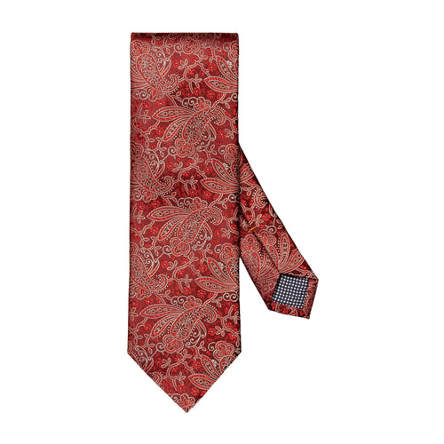 Red Paisley Patterned Hand Made Silk Tie - Eton Shirts