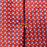 Red with Blue Squares Hand Made Silk Tie - Eton Shirts