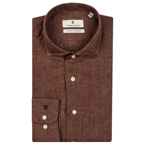 Roma Linen Rust Shirt - Thomas Maine