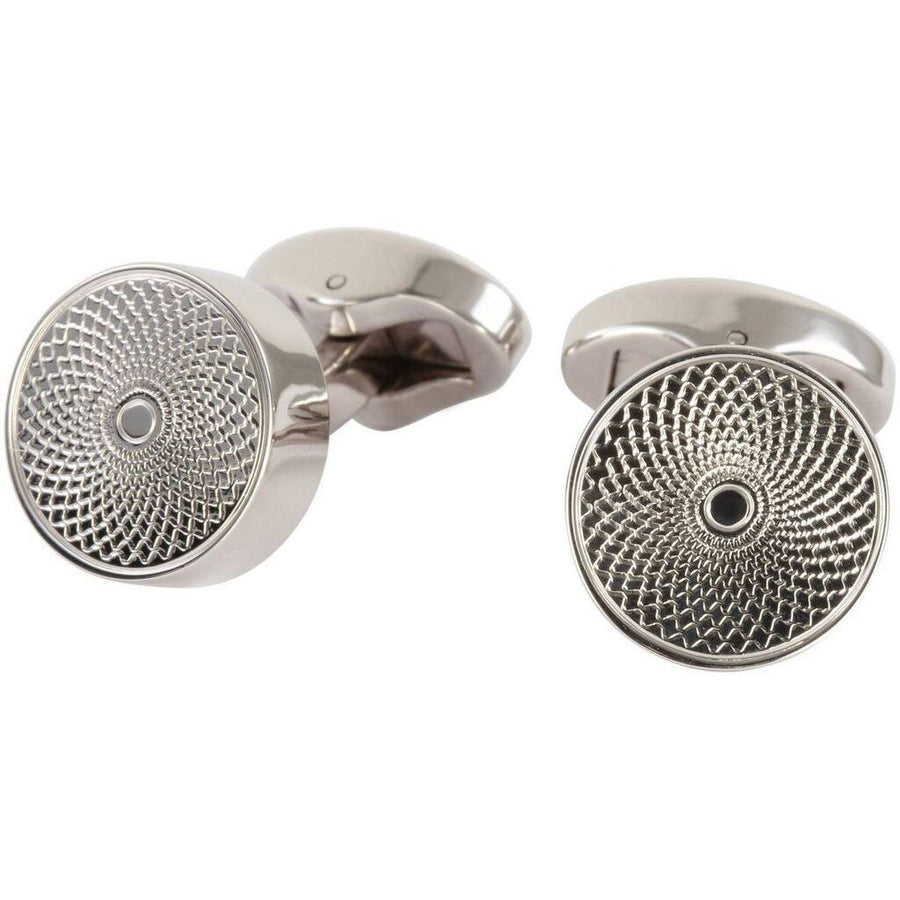 Round Centre Point Sterling Silver Cufflinks - Leonard Silver - pair, front faces