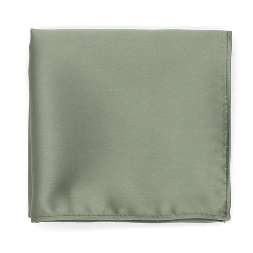 Sage Green Satin Pocket Square - Leonard Silver