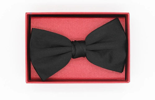 Satin Silk Black Bow Tie - Leonard Silver