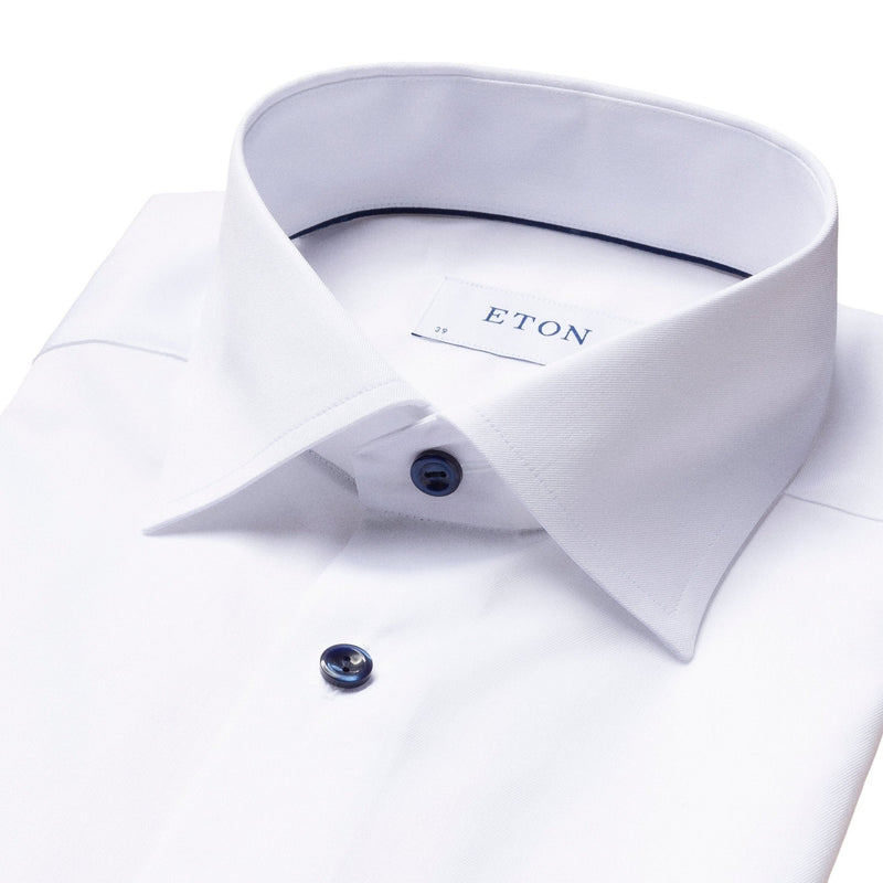 Signature Twill Shirt Navy Buttons - Eton Shirts