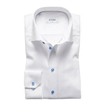 Signature Twill White Shirt Blue Buttons - Eton Shirts