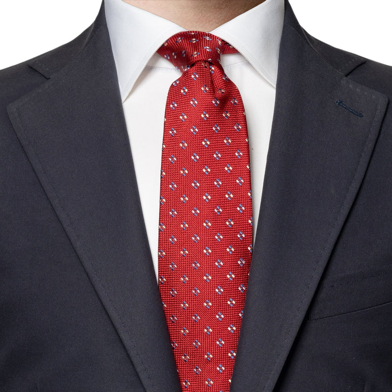 Silk Patterned Red Tie - Eton Shirts