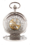 Silver Patterned Hunter Mechanical Pocket Watch - Leonard Silver