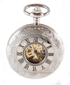 Silver Patterned Hunter Mechanical Pocket Watch - Leonard Silver