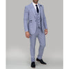 Sky Blue Check Peak Lapel Suit - Leonard Silver