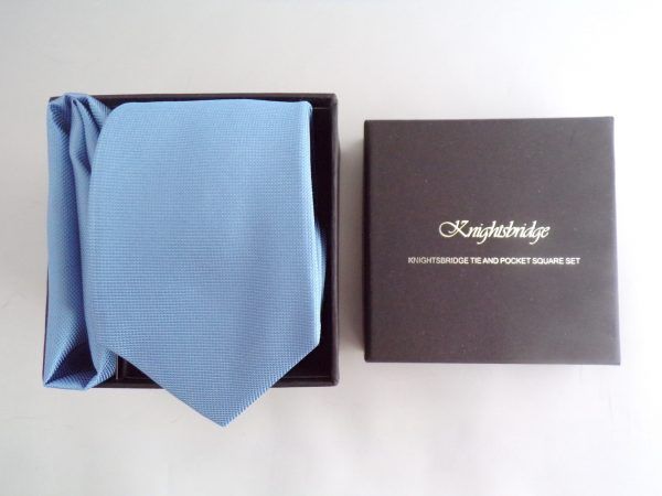 Sky Blue Silk Tie and Pocket Square Set - Knightsbridge