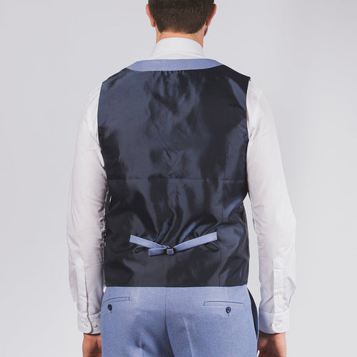 Sky Blue Textured Waistcoat - Fratelli