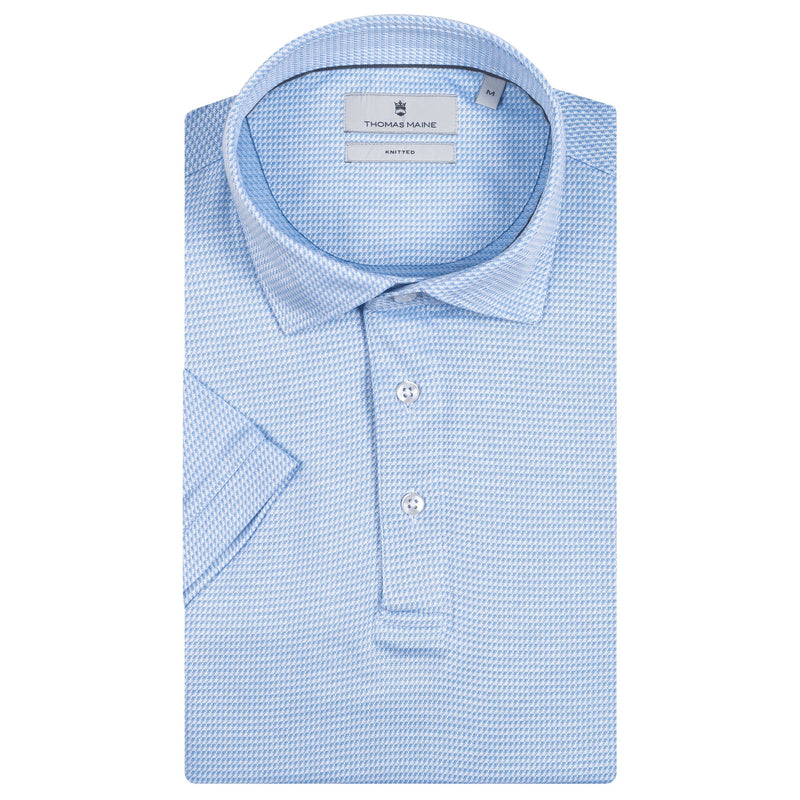 Sky Knitted Polo Shirt - Thomas Maine