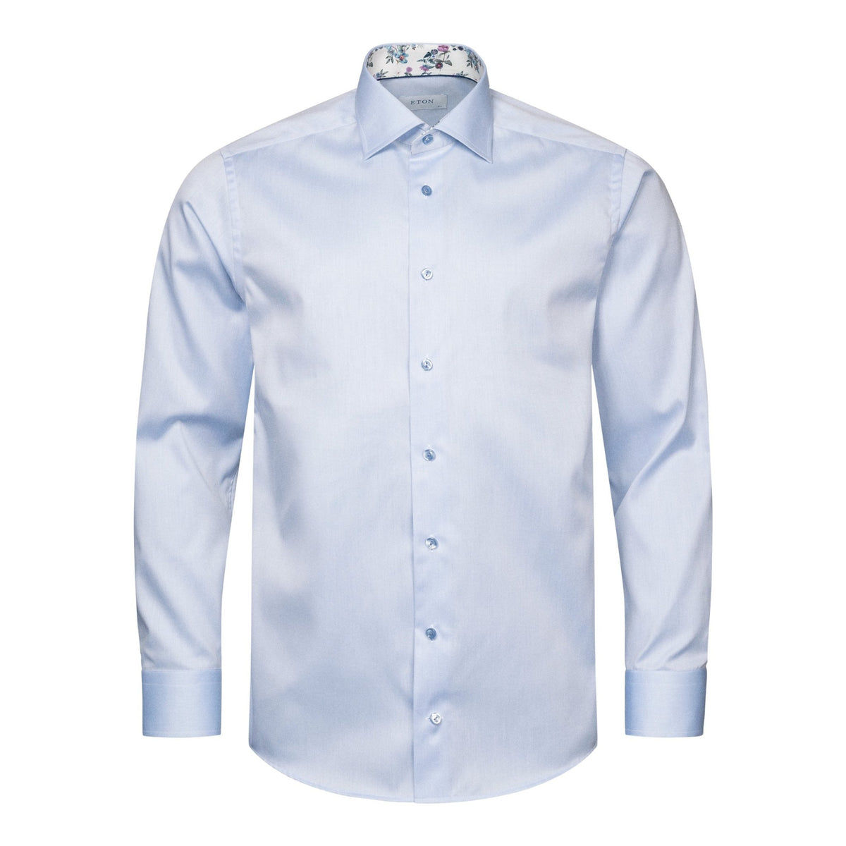 Sky Shirt Blue Buttons Floral Insert - Eton Shirts