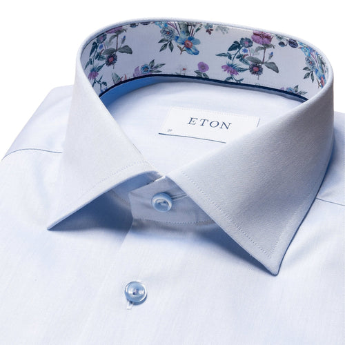 Sky Shirt Blue Buttons Floral Insert - Eton Shirts