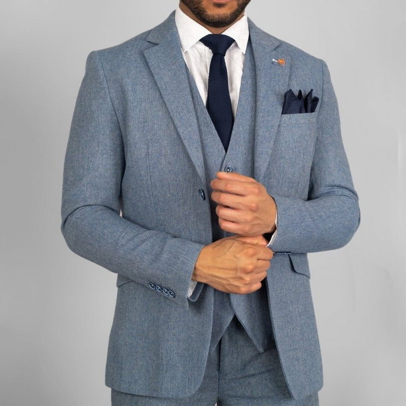 Sky Tweed Wedding Suit - Leonard Silver