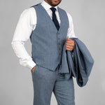 Sky Tweed Wedding Suit - Leonard Silver