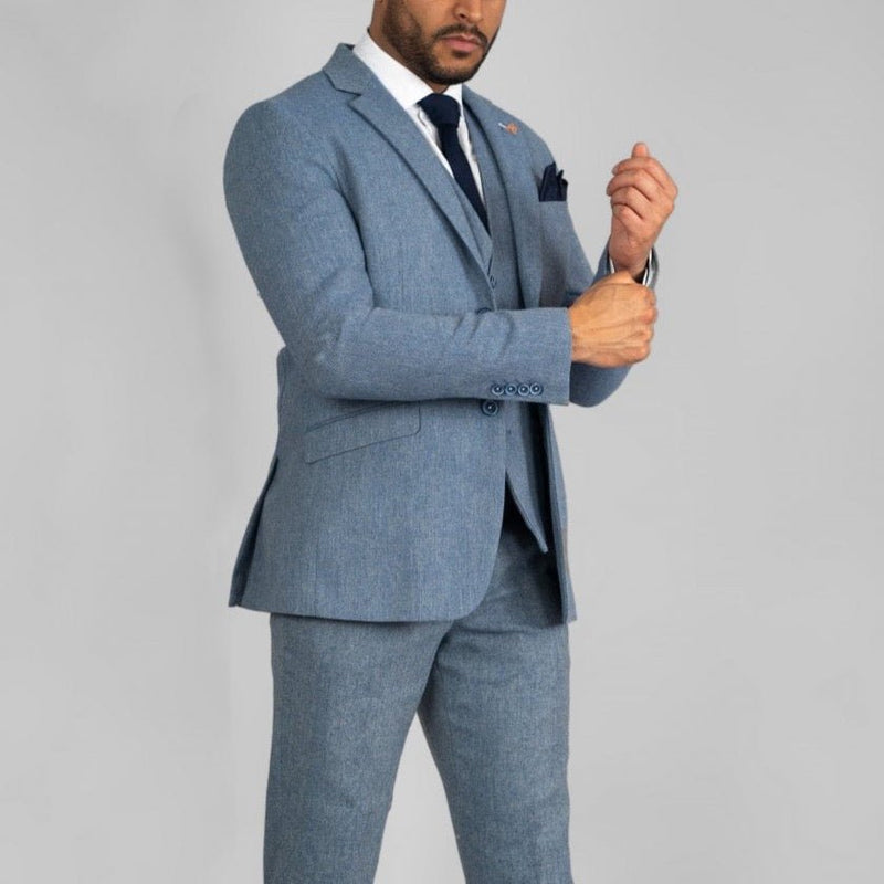 Sky Tweed Wedding Suit - Leonard Silver