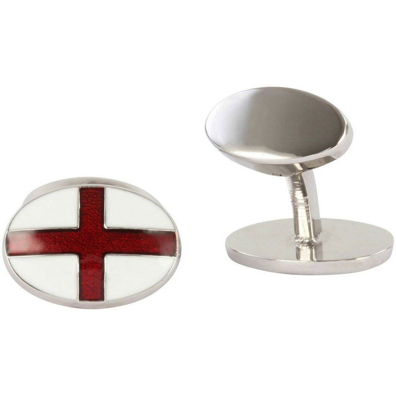 St George Flag Enamel Aster Cufflinks - Leonard Silver