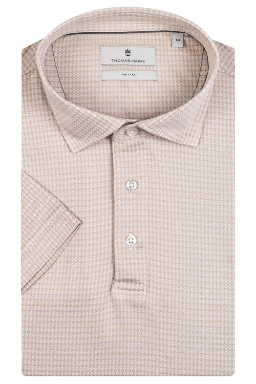 Stone Knitted Polo Shirt - Thomas Maine
