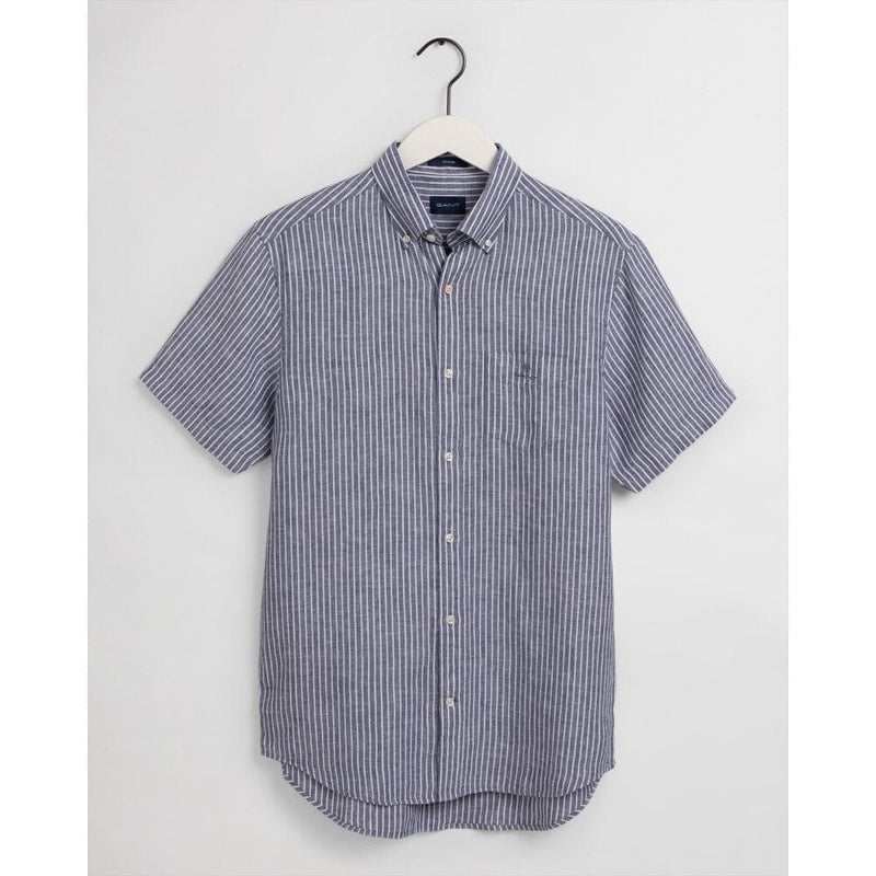 Stripe Linen S/Sleeve Shirt Capri Blue - Gant