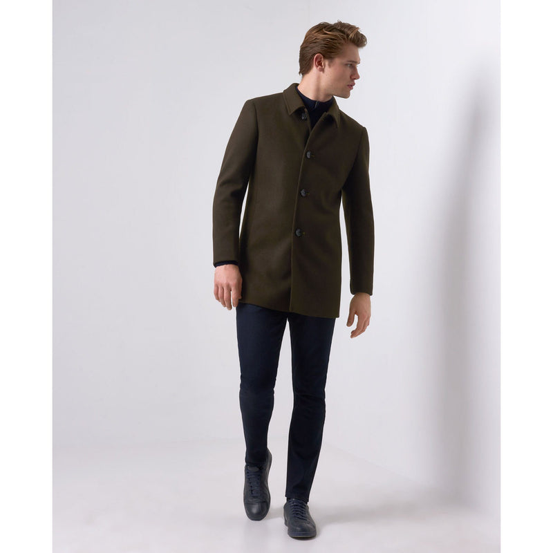 Tailored Wool Coat Olive Green - Remus Uomo