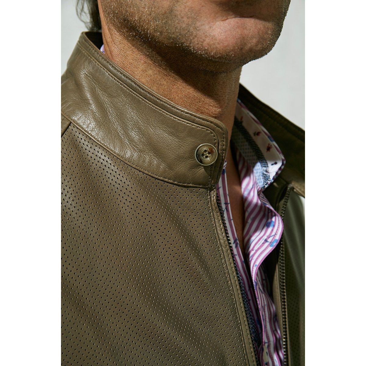 Taupe Leather Jacket - Florentino