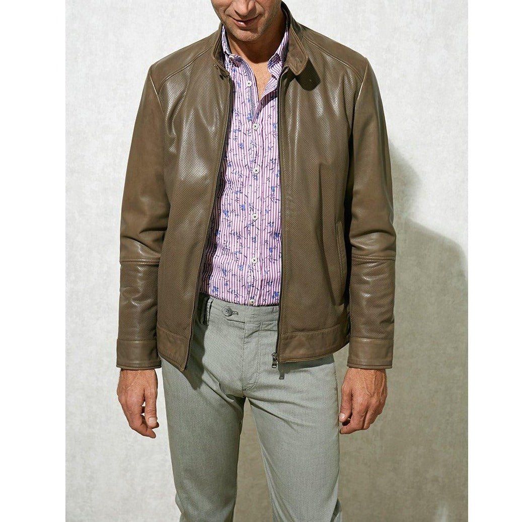 Taupe Leather Jacket - Florentino