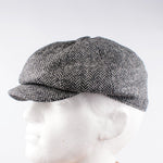 Tweed Herringbone Hat Black - John Victor