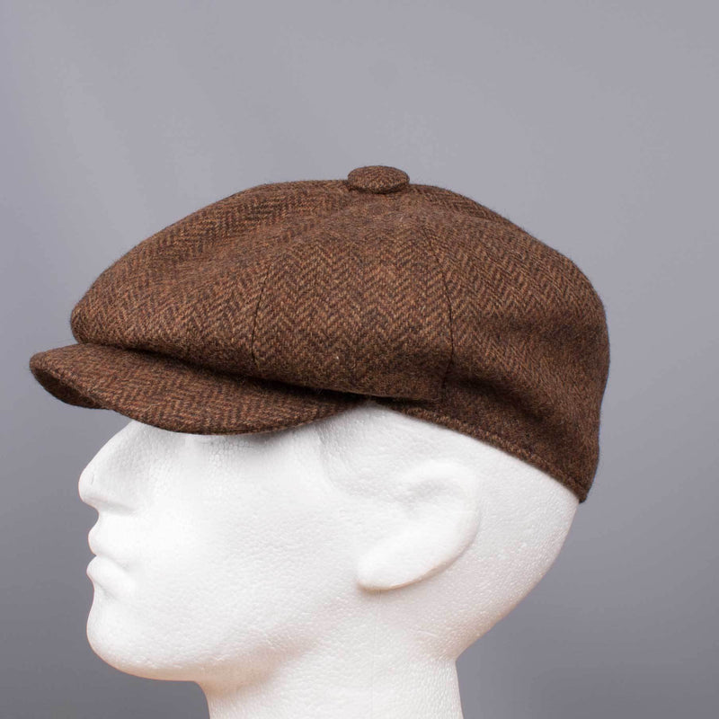 Tweed Herringbone Hat Brown - John Victor