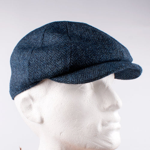 Tweed Herringbone Hat Navy - John Victor