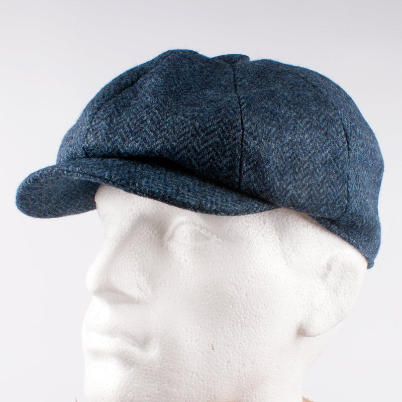 Tweed Herringbone Hat Navy - John Victor