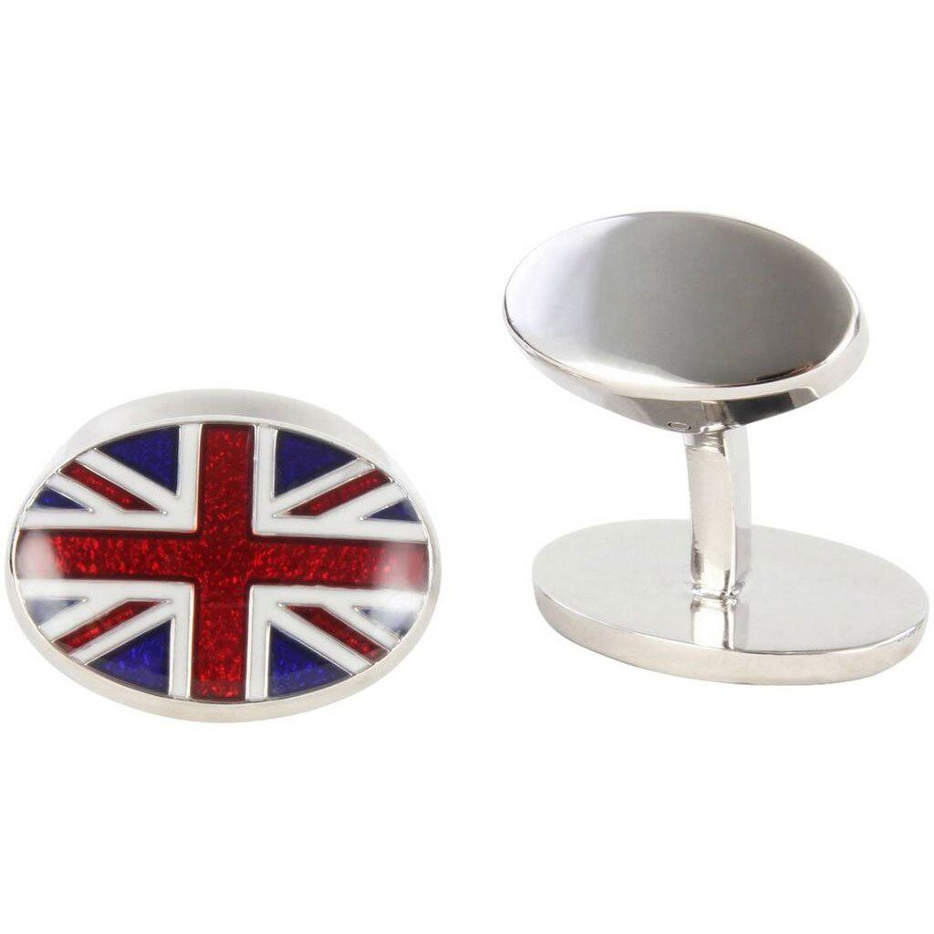 Union Jack Flag Enamel Aster Cufflinks - Leonard Silver