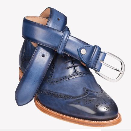 Valiant Navy Painted Brogues - Barker