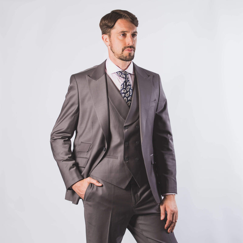 Vincent Peak Lapel Occasion Suit Grey - John Victor