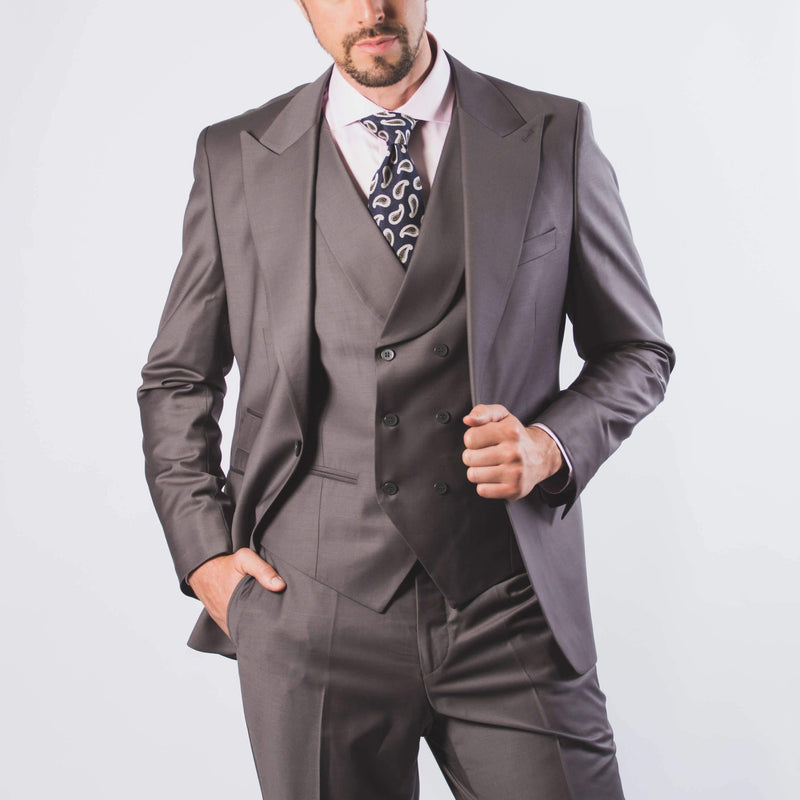 Vincent Peak Lapel Occasion Suit Grey - John Victor