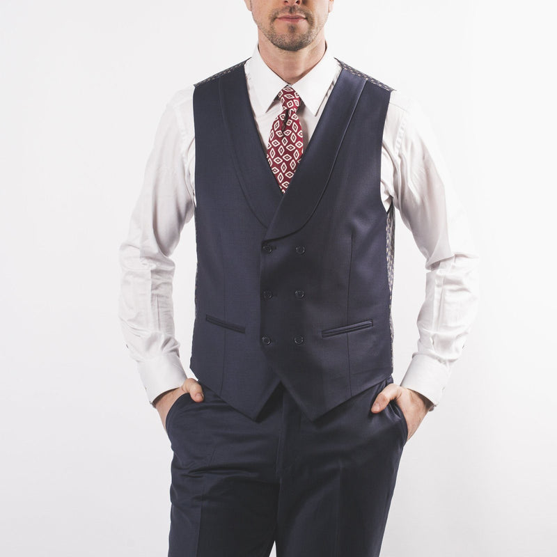 Vincent Peak Lapel Occasion Suit Navy - John Victor