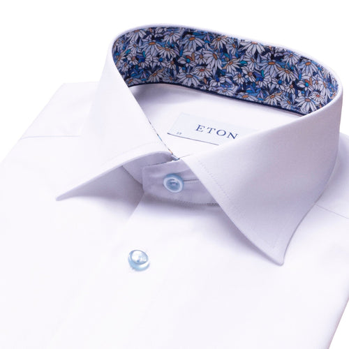 White Flower Insert Signature Twill Shirt - Eton Shirts