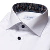 White Paisley Contrast Navy Button Shirt - Eton Shirts