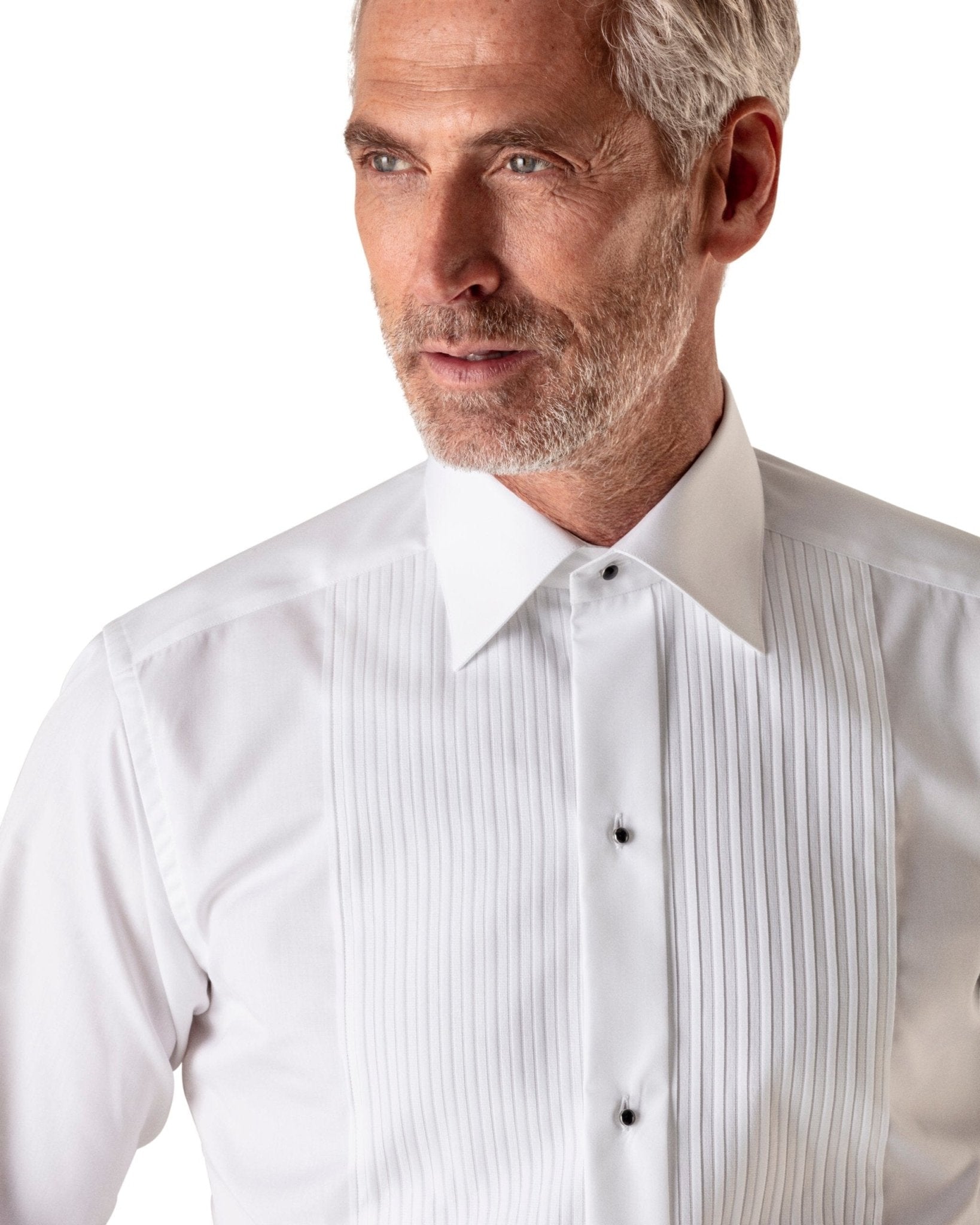 White Plisse Tuxedo Shirt - Leonard Silver
