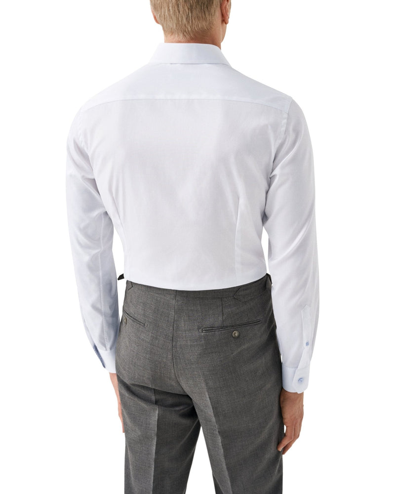 White Shirt Blue Buttons Geo Insert - Eton Shirts