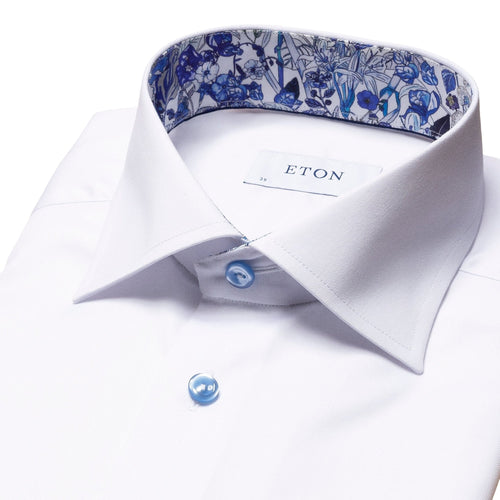 White Shirt with Floral Insert - Eton Shirts