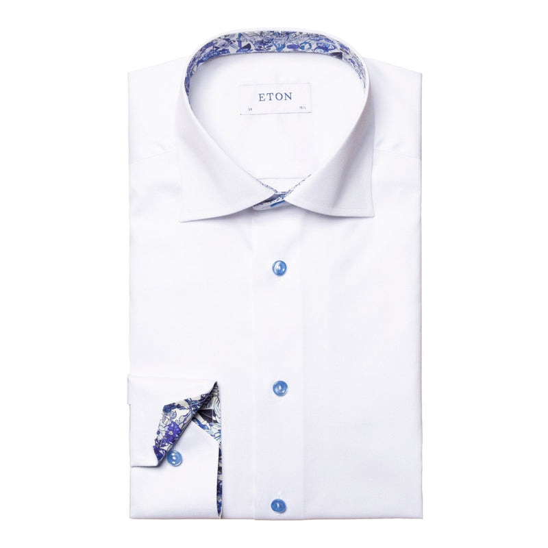 White Shirt with Floral Insert - Eton Shirts