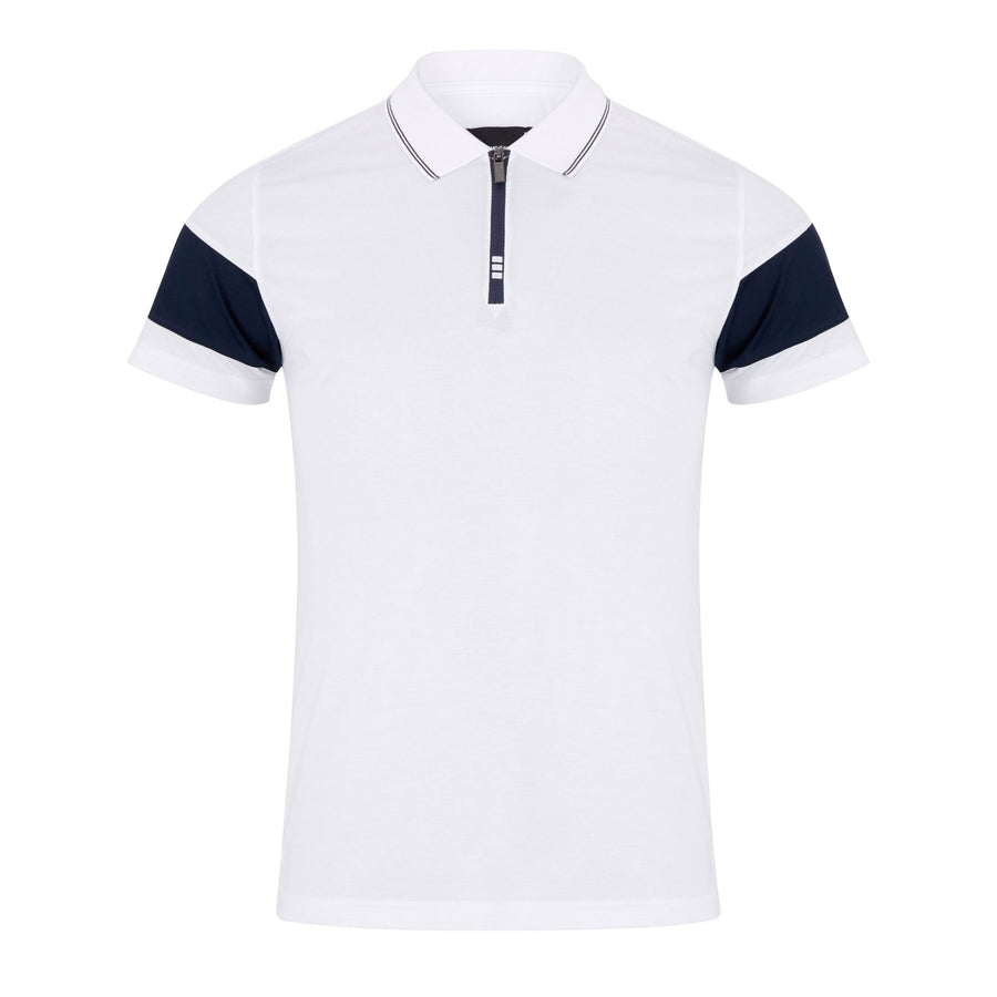 White Short Sleeve Knit Polo - Remus Uomo
