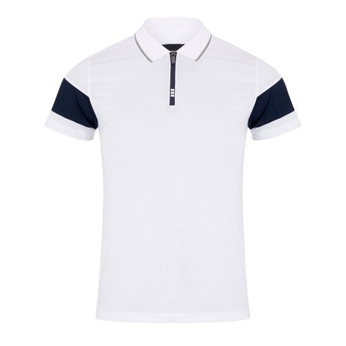 White Short Sleeve Knit Polo - Remus Uomo