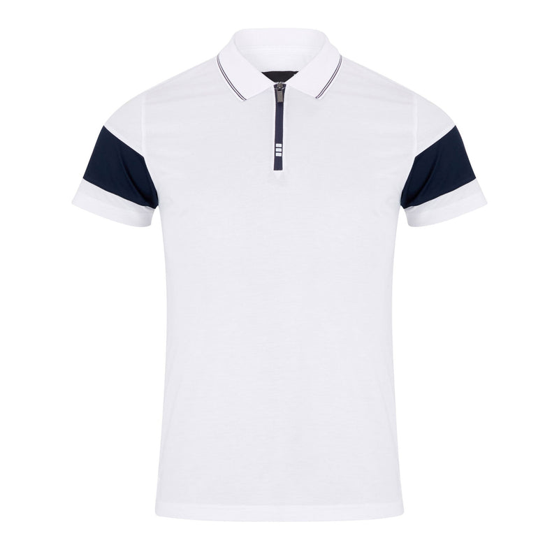 White Short Sleeve Knit Polo - Remus Uomo