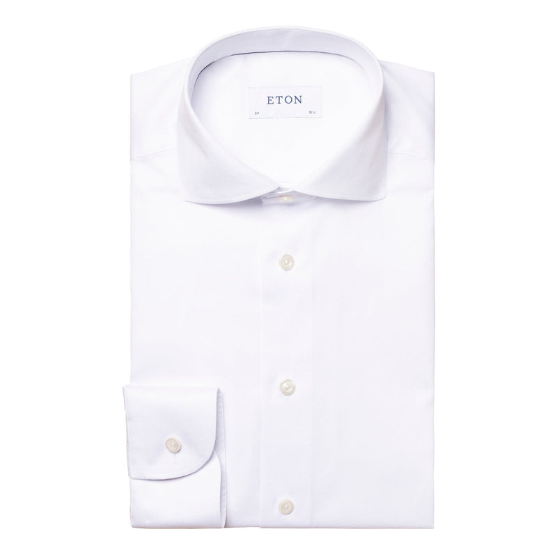 White Signature Twill Shirt - Spread Collar - Eton Shirts